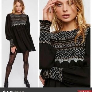 FREE PEOPLE Late Night Picnic Embroidered Dress